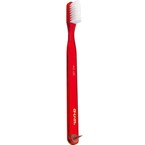 Gum Classic 409 Soft Toothbrush Μαλακή Οδοντόβουρτσα Εύκολη στη Χρήση για Αποτελεσματικό Καθαρισμό & Αφαίρεση της Πλάκας με Ελαστικό Άκρο για Καθαρισμό των Ούλων 1 Τεμάχιο - Κόκκινο